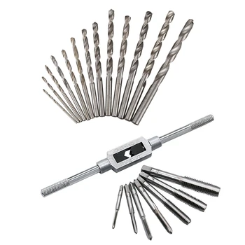 

13 in 1 Straight Shank 1mm to 6.5mm Twist Drill Bits Set & 8 Pcs Thread Metric Machine Wrench Hand Screw Thread Plug Taps Set M3