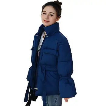 

Women 2019 Fashion Autumn Winter Cotton Jacket Loose Stand Collar Wadded Coat Parka Female Warm Casual Overcoat Down Parkas T33