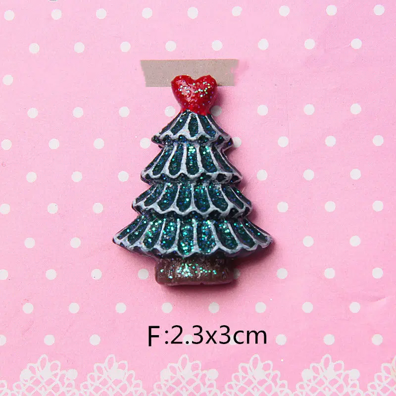 10PC Mini Christmas Resin Pendant Different Styles Set Ornament DIY Christmas Tree Decoration Party Wedding Jewelry Making Craft - Color: F