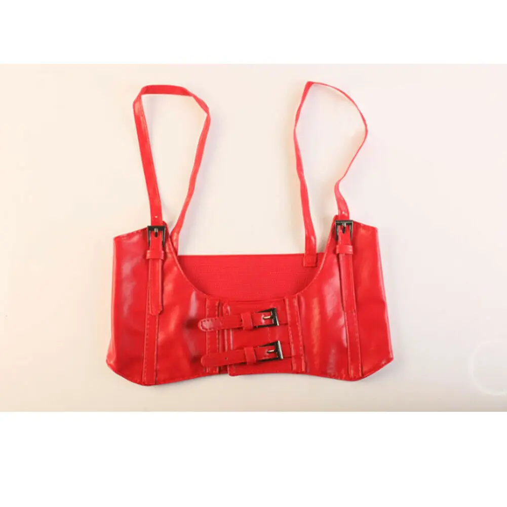 Red PU Модный пояс Женский PU джинсовый жилет эластичный пояс корсет широкий Cincher с пряжкой - Цвет: Red PU
