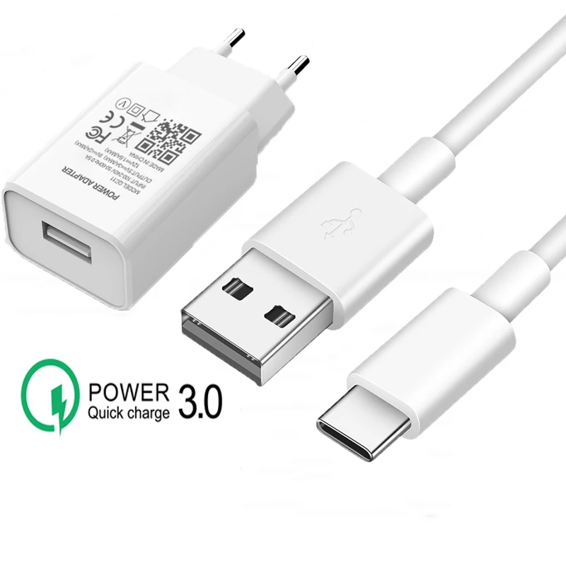 9V 2A USB Charger Fast Mobile Phone Adapter QC 3.0 For Huawei Samsung S20 FE S21 Note 20 Ultra S10 S9 S8 Plus USB Type-c Cable