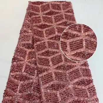 

Nigerian Sequins Lace Fabrics For Wedding Dress African French Tulle Lace fabric 2020 High Quality Lace Material NI2406-6