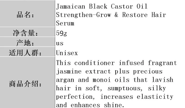 Эфирное масло для роста, прочности и ухода за волосами черного касторового масла 59 мл