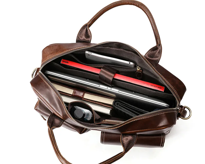 PNDME high quality top layer cowhide men's briefcase large capacity laptop bag vintage genuine leather messenger bag designer