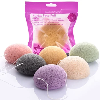

6-color natural konjac fiber cleanser soft sponge flutter horny facial makeup tools