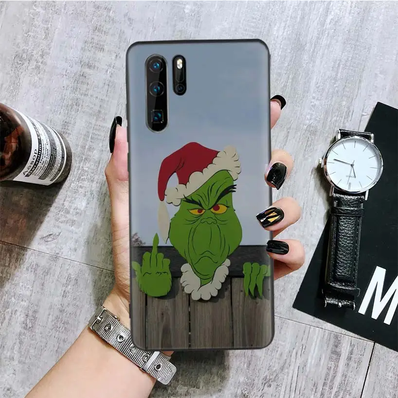 Зеленый Grinch Рождественский черный чехол для телефона huawei mate 30 20 10 P30 P20 P10 Pro Lite P Smart Z роскошный Coque Shell - Цвет: BA052-10