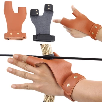 

Archery Supply Protective Glove Gear Finger Hand Guard For Bow Practice Protector Wear Resistant Microfiber Leather