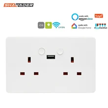 Умная Wi-Fi настенная розетка с USB зарядным устройством розетка работает с Amazon Alexa Echo Google Assistant, гнездо, не требуется концентратор