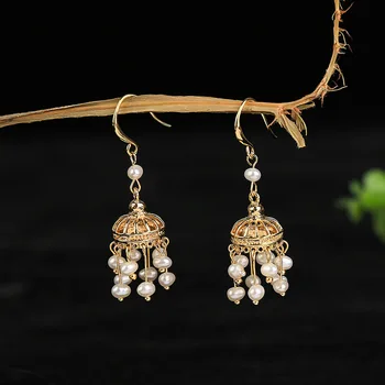 

Natural Fresh Water Baroque Pearl 14KGF Tasell Drop Earrings For Women Drop Earring Jewelry