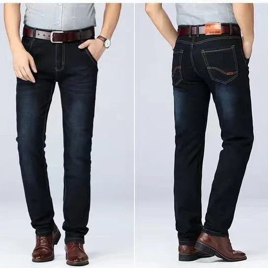Осенние мужские джинсы из хлопка высокого качества Модные джинсы деловые повседневные Стрейчевые прямые джинсы классические джинсовые брюки - Цвет: 8010