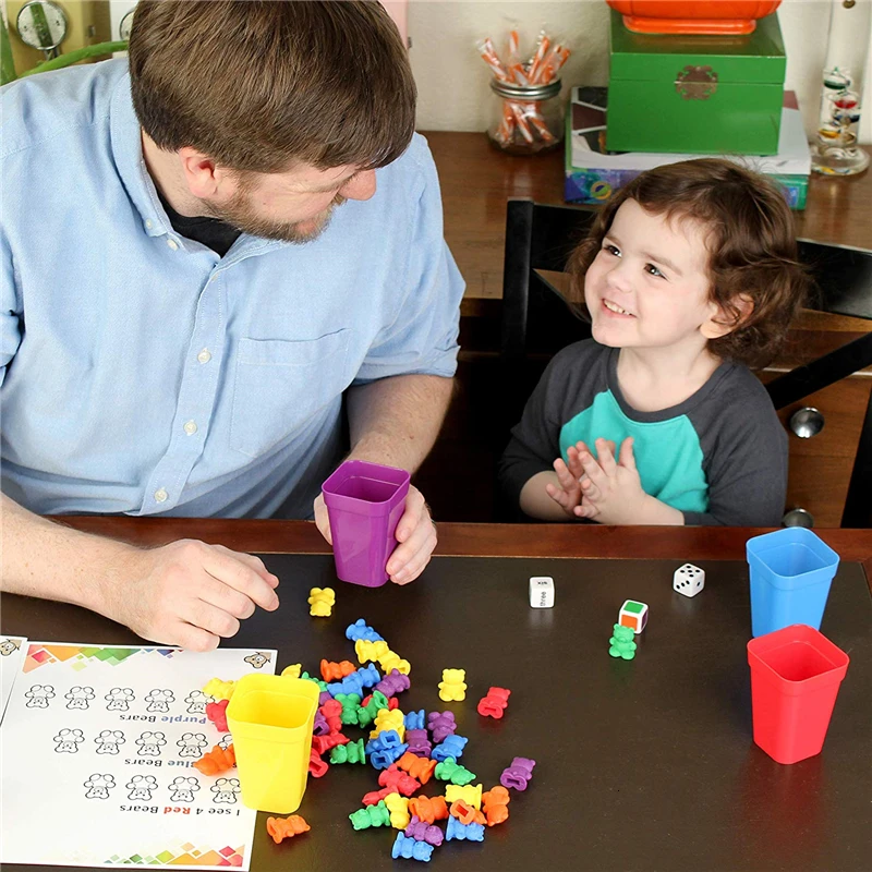 Rainbow Montessori Toys Counting Bears Match Sorting Cups Baby Kids Games Learning Preschool Educational Montessori Sensory Toys