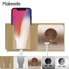 USB Wall font b Charger b font Adapter 16A EU Standard Electrical Plug Socket Outlet Fixed