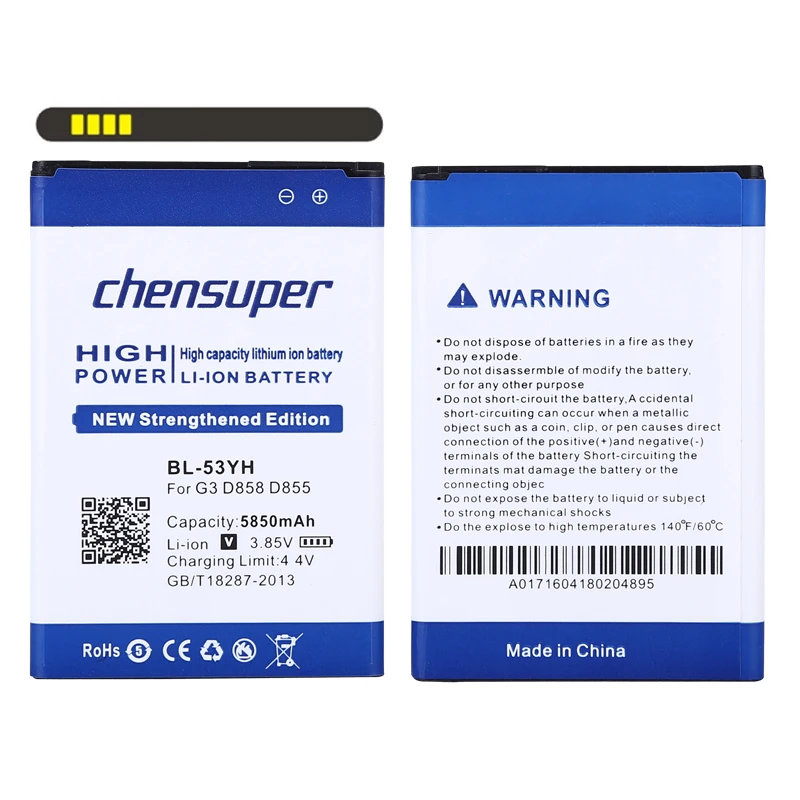 Высокая производительность chensuper телефон Батарея для LG G3 G4 G5 V10 V20 Батарея BL-53YH BL-51YF BL-42D1F BL-45B1F BL-44E1F батареи