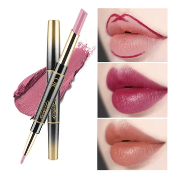 

14 Color Double-ended Lipstick Pen Waterproof Matte Lipstick & Lip Liner Moisturizer Long Lasting Matt Brown Sexy Red Lip Makeup