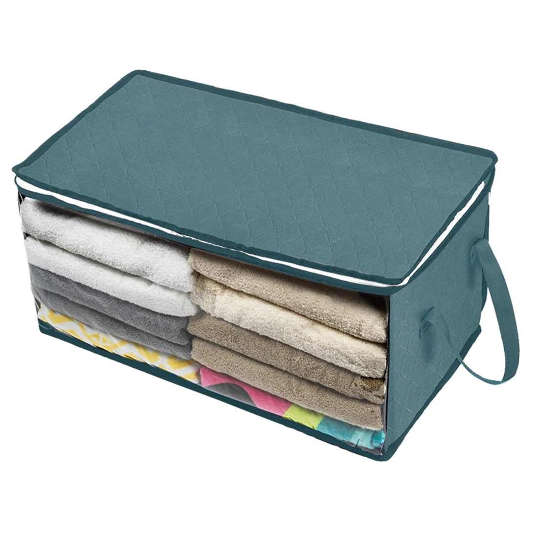 

1Pc Non-woven Foldable Clothes Organizer Home Storage Box Quilt Storage Bag - Biue