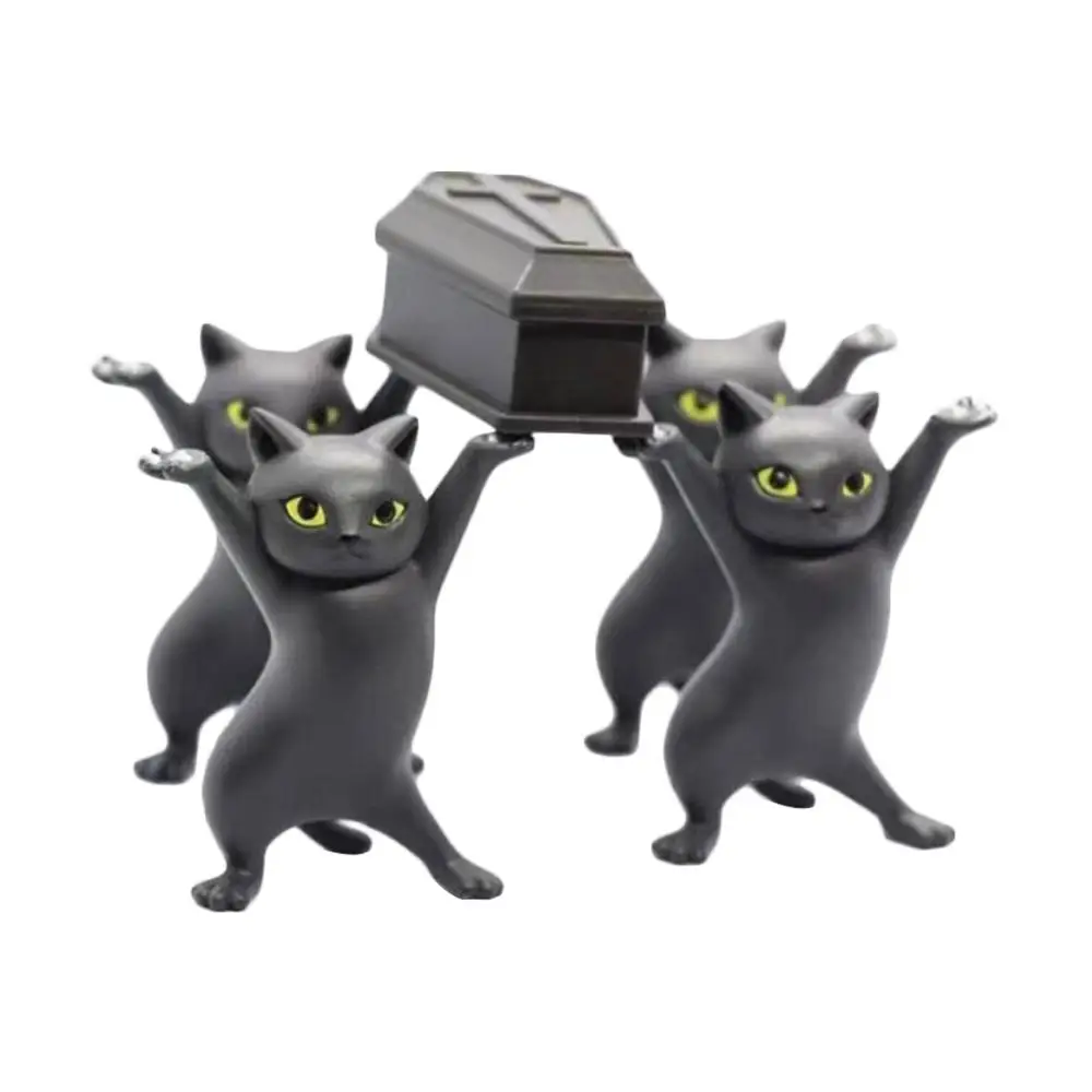 Carrying Coffin Cat Pen Holder Home Bookshelf Decoration Animal Statue Handmade Home Decor Toy Gift afbeelding