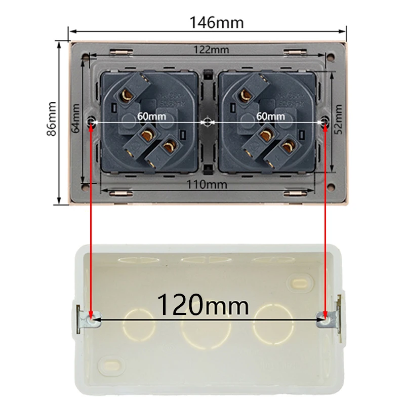 Atlectric PC Frame Dual DE EU штепсельная розетка с USB Мобильный телефон зарядный порт