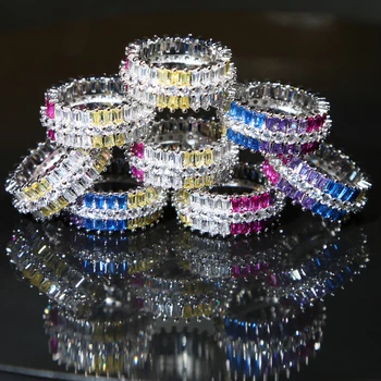 

high quality stacking engagement band Full cz band cz eternity band rainbow ring