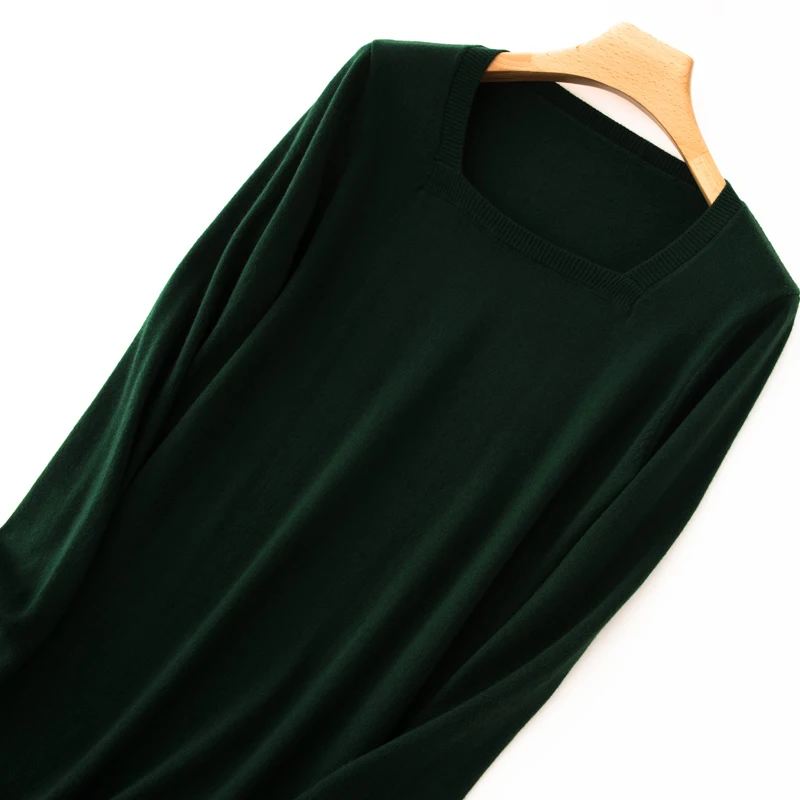 Осень/Зима элегантное женское офисное платье модный длинный трикотажный свитер для женщин Тонкий кашемировый шерстяной пуловер с длинными рукавами