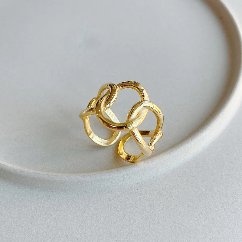 Peri'sBox, цепочка, широкие кольца, полое золото, геометрические кольца для женщин, 925 пробы, серебро, минималистичные кольца, мода
