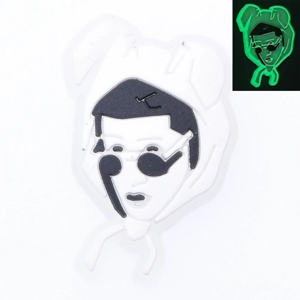 1pcs Glow in The Dark Croc Shoe Charms PVC Noctilucence Accessories Decoration Bad Bunny for Clogs JIBZ Button Charm Kids Gifts