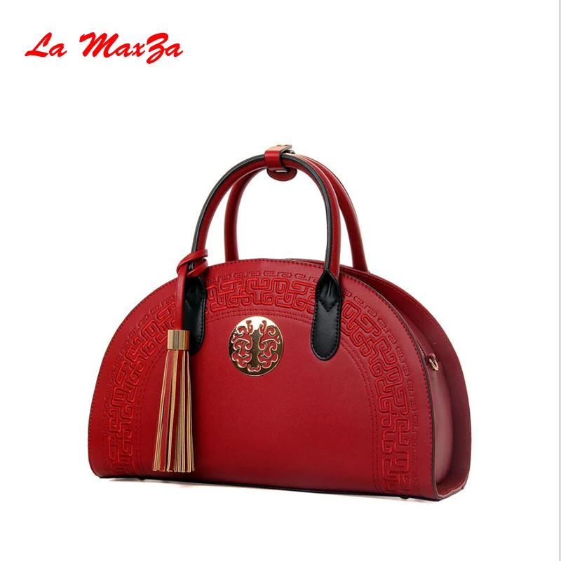 

La MaxZa Chinese Style Women Handbags Split Leather Hasp Purse Top-Handle Satchel Handbag Tote Purse China's Style Embroidery