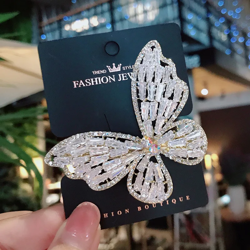 

Crystal Zircon Full Diamond Hair Clip Butterfly Hairpin Korean Women Hair Clip Tiaras Hair Accessories Jewelry