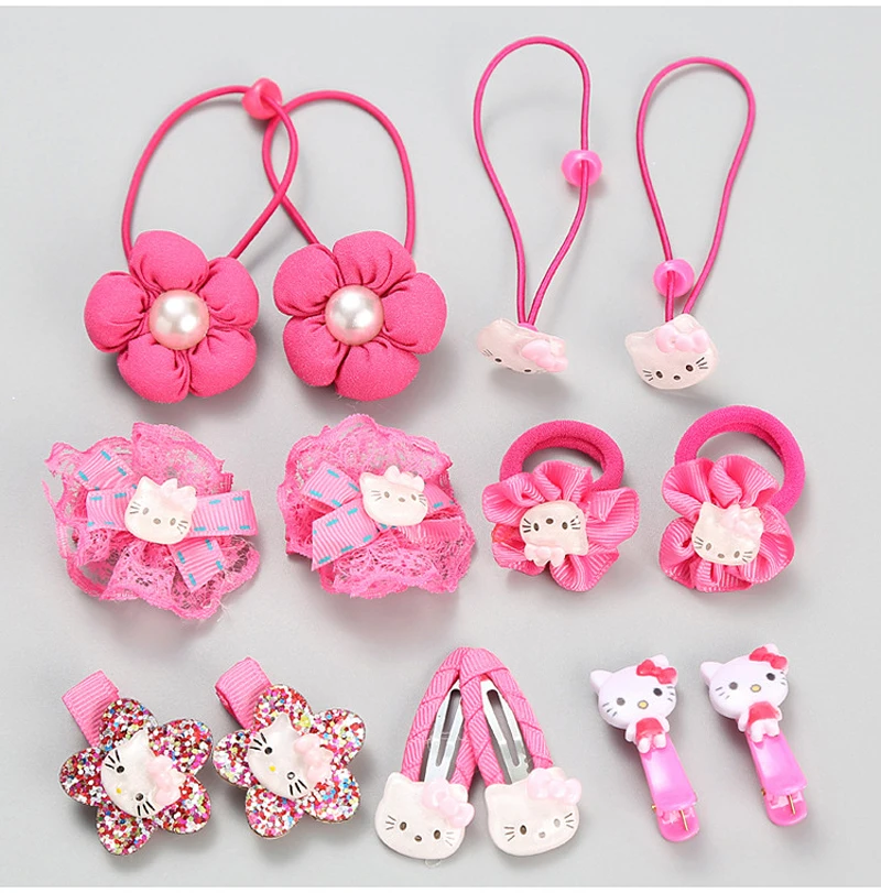 Милые детские аксессуары для волос hello kitty, набор повязок на голову, заколки для волос, повязка на голову, ожерелье, браслет, ювелирный набор, подарок на день рождения для девочек