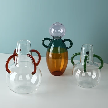 

LUXURY PORTABLE GLASS VASE DECORATION LIVING ROOM FLOWER ARRANGEMENT COLOR HYDROPONIC FLOWER TRANSPARENT HOME DECORATION WEDDING