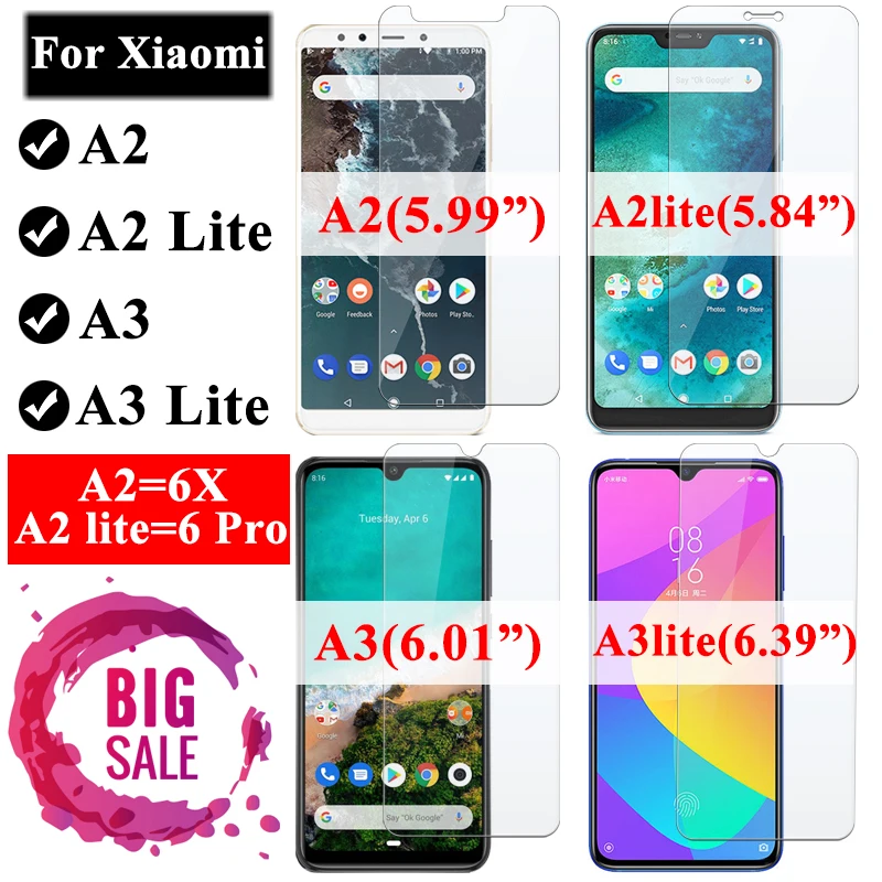 Закаленное стекло для Xiaomi mi A2 Lite A3 Защитная пленка для экрана A2lite A2lite с защитным покрытием для экрана A 2 3 светильник Red mi 6 Pro 6x a3lite
