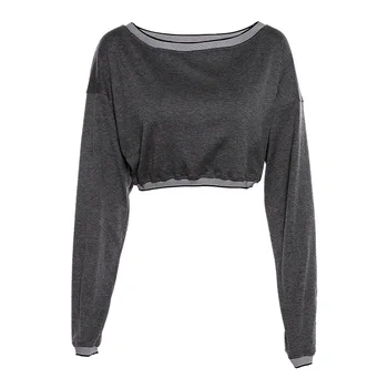 

Women Jazz Dance Tops Female Hip Hop Dance Performance Stage Clothing Adult Long Sleeve Gray Shirt Street Dance Costume DQL2036