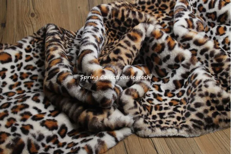 

160*100cm Imitation rabbit fur print Leopard Tiger pattern pile1cm faux fur fabric,cushion,cosplay Vest ,shawl decoration fabric