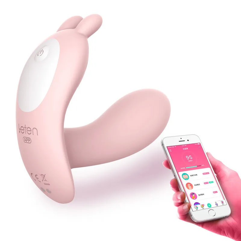 Вибратор фаллоимитатор Leten с Bluetooth Двойной вибрирующий массажер для стимуляции