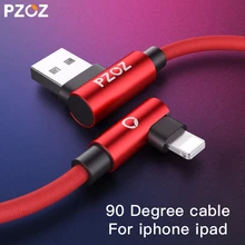 PZOZ для iphone зарядное устройство USB кабель Быстрая зарядка 90 градусов usb шнур для iphone Xr Xs Max 8 7s 6 plus 6s 5 5S se ipad кабель(China)