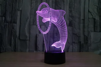 

3D Light Colorful Gradient Lamp Exotic Visual Three-dimensional Light Touch Switch Dolphin Shape Birthday Gift Touch Table Lamp