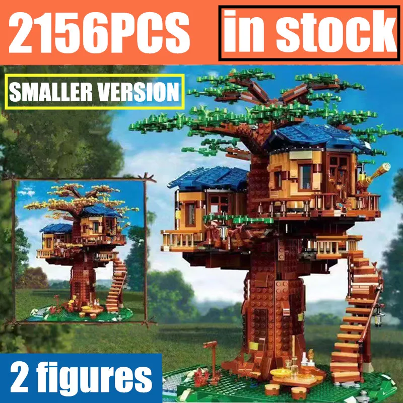 

New 2156PCS Tree Leaves House Fit Legoings Model Building Blocks Bricks 21318 Toys Chirstmas Gifts Kid