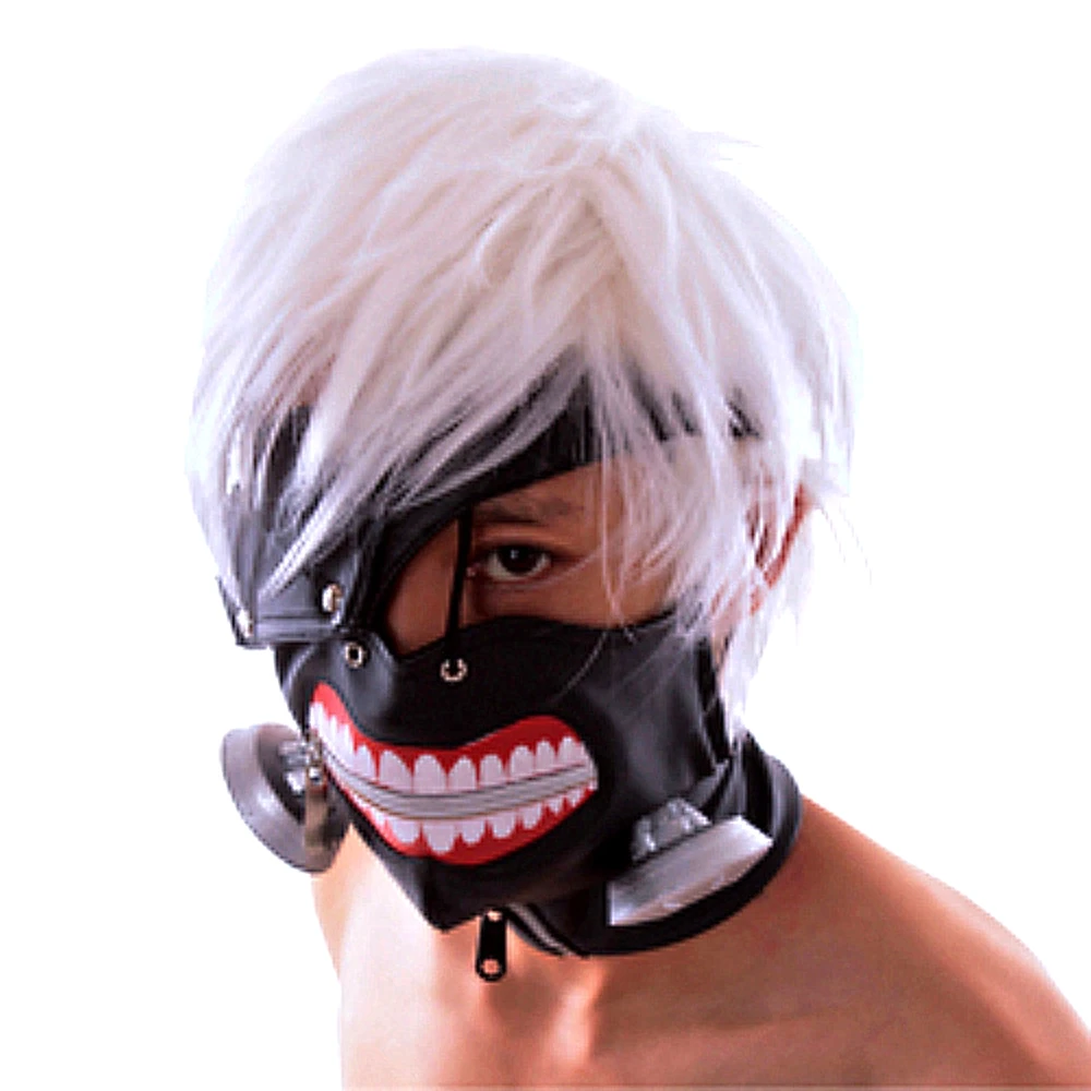 Аниме-маска для косплея в стиле японского вурдалак канеки, маска для лица, маска на молнии, реквизит для костюма на Хэллоуин, вечерние
