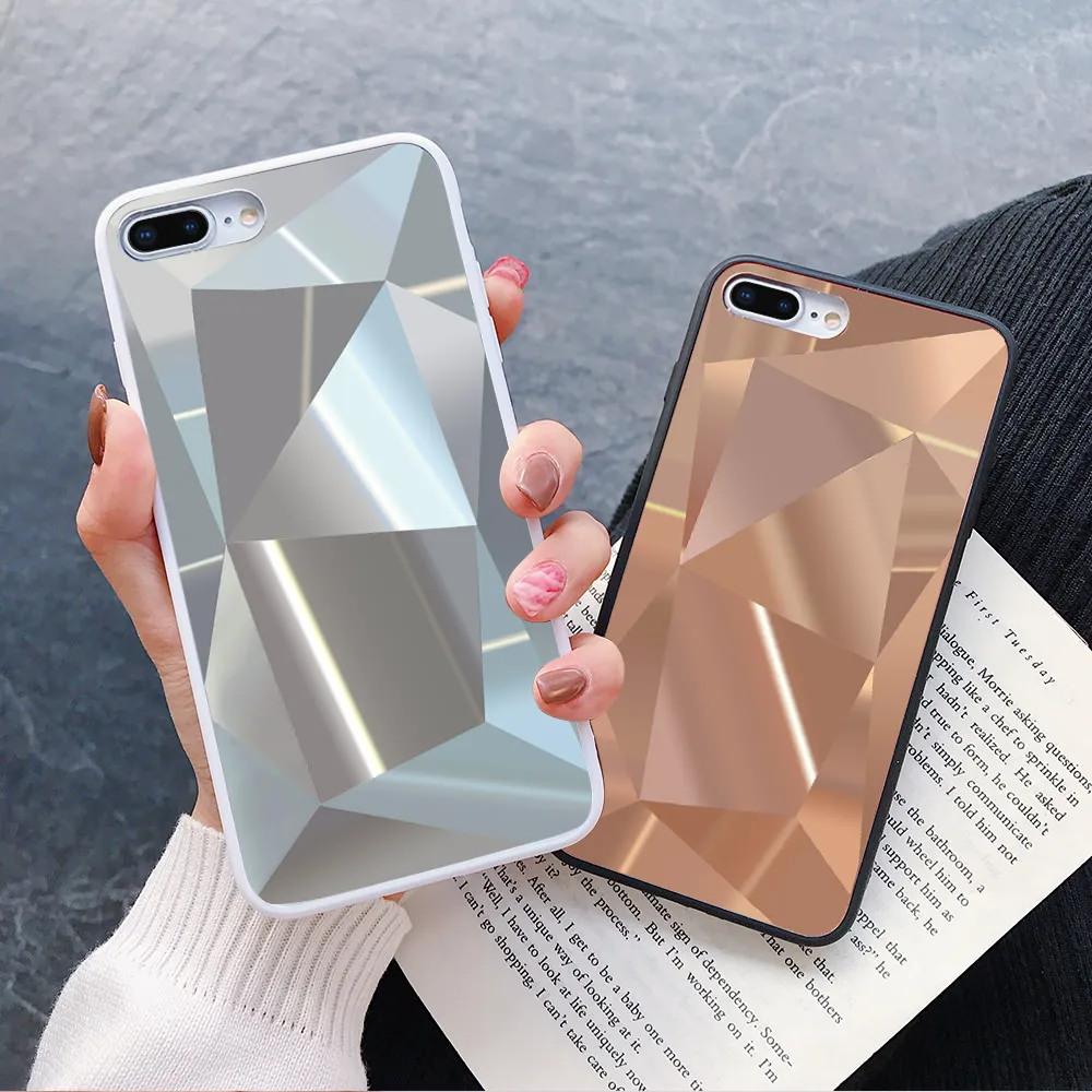 LLZ.COQUE геометрический 3d зеркальный чехол для IPhone 11 Pro X XR XS MAX 7 8 Plus тонкий алмазный