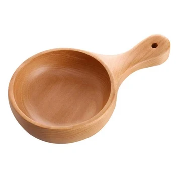 

Long Handle Bowl Beech Wood Salad Bowl Fruit Pizza Bowl Beech Wood Water Scoop Bowl Tools For Baking, Pastry Making