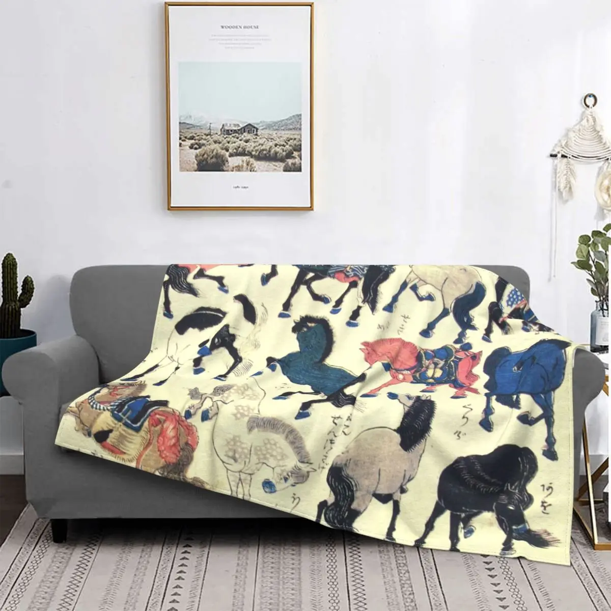 

Asian Horses Blanket Riding Pony Plush Thick SuperSoft Flannel Fleece Throw Blanket For Bedding BedSheet Cover Travel Gift