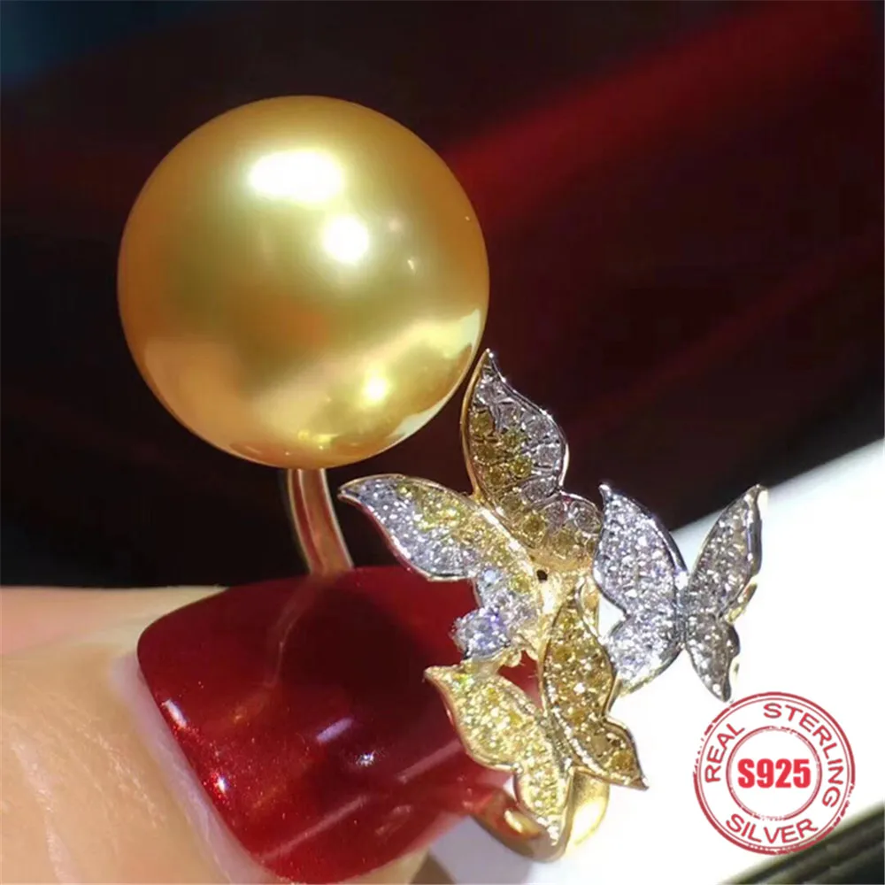 

S925 Sterling Silver Fashion Heart Pearl Ring Accessory Adjustable Ring Mountings DIY Rings Jewelry Making Gift