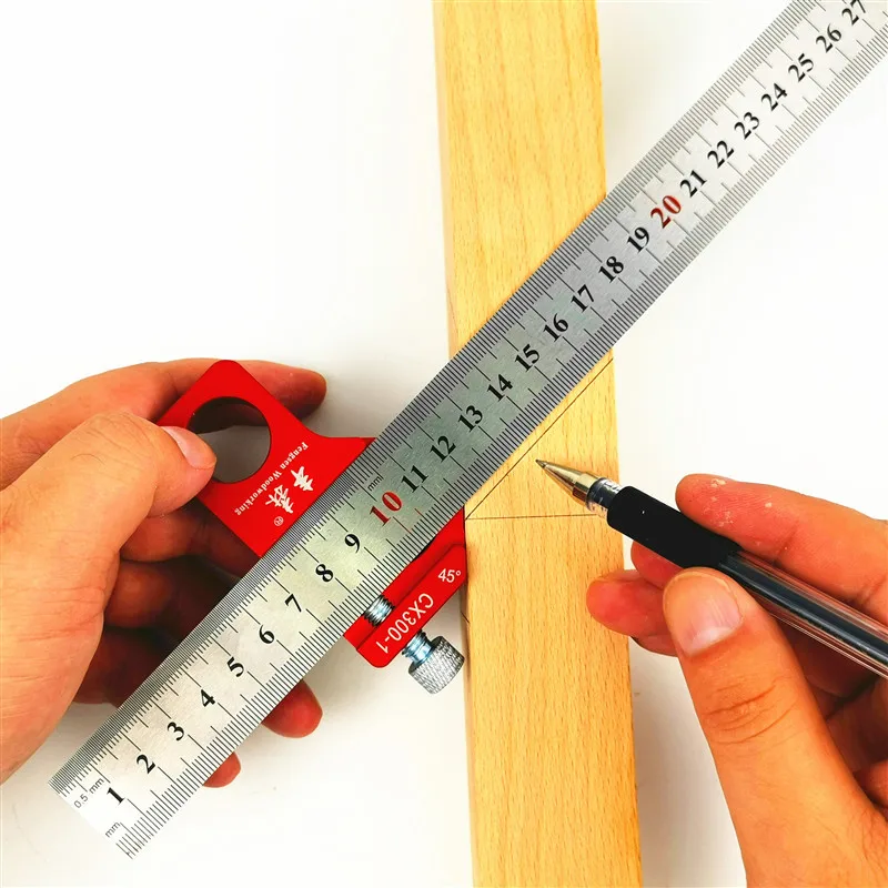 Angle Scriber Steel Ruler Positioning Block Woodworking Line Scriber Gauge Aluminum Alloy For Carpentry DIY Measuring Tools