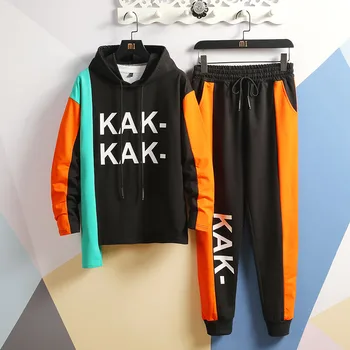 

Men Autumn Tracksuits Sets Sweatshirts+Pants 2 Pieces Sets High Quality Men Hoode Sweatsuits Long Pants Jogger Suits for Men