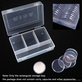 

Clear Plastic Storage Box Display Collection Case Protector Organizer for 48pcs 40mm / 45pcs 46mm Direct Fit Coin Capsule Holder