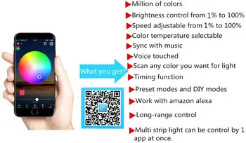 

WiFi Wireless Smart Phone Controlled RGB Led Strip Lights Kit UL Led Lights 32.8ft(10M) 300leds LED Strip,Works with Android and