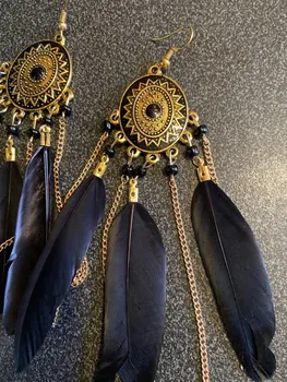 

2020 Vintage Long Tassel Fashion Feather Style Ethnic Boho Big Dangle Statement Earring Wedding Earrings Accessories Jewelry