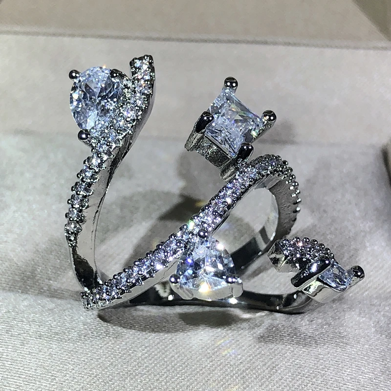 925 sterling silver exaggerated large snake-shaped winding ring ladies jewelry zircon ring party Christmas gift