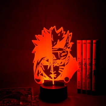 

Half Face Naruto Uzumaki and Sasuke Uchiha lamp 3d Illusion Led Night for Bedroom Decor Light Cool Anime Gift 3d Lamp Hit Color