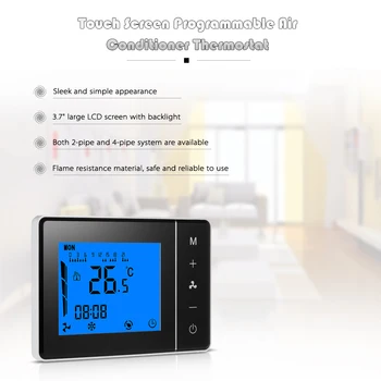 

Air Conditioner Thermostat with LCD Display Touch Screen 2-pipe 4-pipe Programmable Room Temperature Controller 2 Color Optional