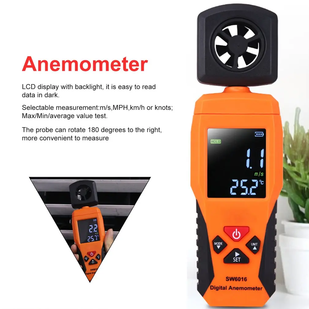 digital anemometer thermometer temperature tester port